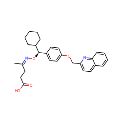 C/C(CCC(=O)O)=N/O[C@H](c1ccc(OCc2ccc3ccccc3n2)cc1)C1CCCCC1 ZINC000013557741