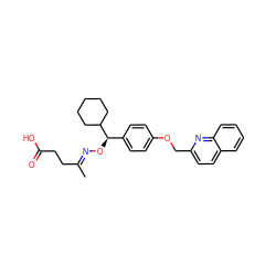 C/C(CCC(=O)O)=N\O[C@H](c1ccc(OCc2ccc3ccccc3n2)cc1)C1CCCCC1 ZINC000013557739