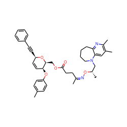 C/C(CCC(=O)OC[C@@H]1O[C@H](C#Cc2ccccc2)C=C[C@@H]1Oc1ccc(C)cc1)=N/O[C@@H](C)CN1CCCCc2nc(C)c(C)cc21 ZINC000008035642