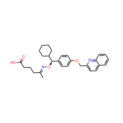 C/C(CCCC(=O)O)=N\O[C@H](c1ccc(OCc2ccc3ccccc3n2)cc1)C1CCCCC1 ZINC000013557743