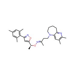 C/C(CCN1CCCCc2nc(C)c(C)cc21)=N\O[C@@H](C)c1cc(-c2c(C)cc(C)cc2C)no1 ZINC000003965262