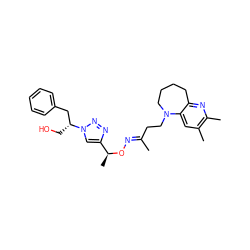 C/C(CCN1CCCCc2nc(C)c(C)cc21)=N\O[C@@H](C)c1cn([C@H](CO)Cc2ccccc2)nn1 ZINC000003965256