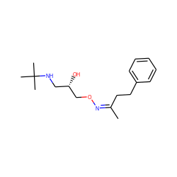 C/C(CCc1ccccc1)=N/OC[C@@H](O)CNC(C)(C)C ZINC000027710552