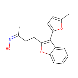 C/C(CCc1oc2ccccc2c1-c1ccc(C)o1)=N/O ZINC000012436644