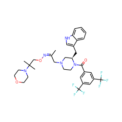 C/C(CN1CCN(C(=O)c2cc(C(F)(F)F)cc(C(F)(F)F)c2)[C@H](Cc2c[nH]c3ccccc23)C1)=N/OCC(C)(C)N1CCOCC1 ZINC000049778395