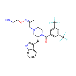 C/C(CN1CCN(C(=O)c2cc(C(F)(F)F)cc(C(F)(F)F)c2)[C@H](Cc2c[nH]c3ccccc23)C1)=N/OCCN ZINC000028570626