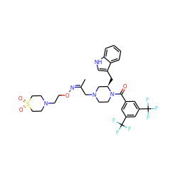 C/C(CN1CCN(C(=O)c2cc(C(F)(F)F)cc(C(F)(F)F)c2)[C@H](Cc2c[nH]c3ccccc23)C1)=N/OCCN1CCS(=O)(=O)CC1 ZINC000028570436