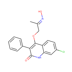 C/C(COc1c(-c2ccccc2)c(=O)[nH]c2cc(Cl)ccc12)=N\O ZINC000013761245