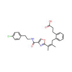 C/C(Cc1ccccc1CCC(=O)O)=C(\C)c1nc(C(=O)NCCc2ccc(Cl)cc2)co1 ZINC000028259163