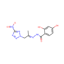 C/C(Cn1nnc([N+](=O)[O-])n1)=N\NC(=O)c1ccc(O)cc1O ZINC000008385217