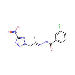 C/C(Cn1nnc([N+](=O)[O-])n1)=N\NC(=O)c1cccc(Cl)c1 ZINC000005009818