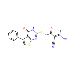 C/C(N)=C(/C#N)C(=O)CSc1nc2scc(-c3ccccc3)c2c(=O)n1C ZINC000096901754