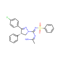 C/C(N)=N/C(=N\S(=O)(=O)c1ccccc1)N1C[C@H](c2ccccc2)C(c2ccc(Cl)cc2)=N1 ZINC000213652094