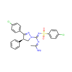 C/C(N)=N\C(=N/S(=O)(=O)c1ccc(Cl)cc1)N1C[C@@H](c2ccccc2)C(c2ccc(Cl)cc2)=N1 ZINC000210004838