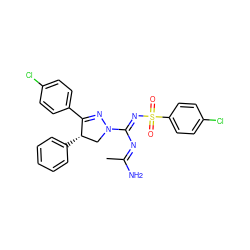 C/C(N)=N\C(=N/S(=O)(=O)c1ccc(Cl)cc1)N1C[C@H](c2ccccc2)C(c2ccc(Cl)cc2)=N1 ZINC000210004804