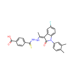 C/C(NNC(=S)c1ccc(C(=O)O)cc1)=C1/C(=O)N(c2ccc(C)c(C)c2)c2ccc(F)cc21 ZINC000058590770