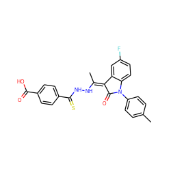 C/C(NNC(=S)c1ccc(C(=O)O)cc1)=C1/C(=O)N(c2ccc(C)cc2)c2ccc(F)cc21 ZINC000058590768