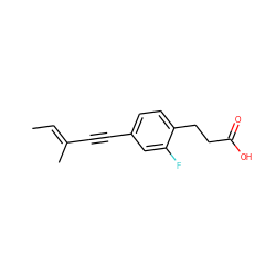 C/C=C(\C)C#Cc1ccc(CCC(=O)O)c(F)c1 ZINC000203531067