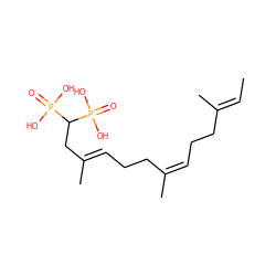 C/C=C(\C)CC/C=C(/C)CC/C=C(\C)CC(P(=O)(O)O)P(=O)(O)O ZINC000029124393