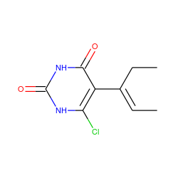 C/C=C(\CC)c1c(Cl)[nH]c(=O)[nH]c1=O ZINC000014972750