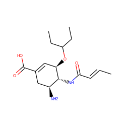 C/C=C/C(=O)N[C@@H]1[C@@H](N)CC(C(=O)O)=C[C@H]1OC(CC)CC ZINC000073280851