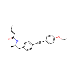 C/C=C/C(=O)N[C@H](C)Cc1ccc(C#Cc2ccc(OCC)cc2)cc1 ZINC000142348186