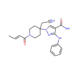 C/C=C/C(=O)N1CCC(CC#N)(n2cc(C(N)=O)c(Nc3ccccc3)n2)CC1 ZINC000222090650