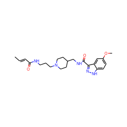 C/C=C/C(=O)NCCCN1CCC(CNC(=O)c2n[nH]c3ccc(OC)cc23)CC1 ZINC000205786989