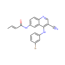 C/C=C/C(=O)Nc1ccc2ncc(C#N)c(Nc3cccc(Br)c3)c2c1 ZINC000013492822