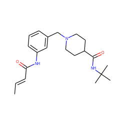 C/C=C/C(=O)Nc1cccc(CN2CCC(C(=O)NC(C)(C)C)CC2)c1 ZINC001772651426