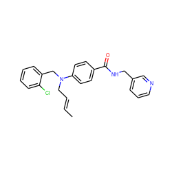 C/C=C/CN(Cc1ccccc1Cl)c1ccc(C(=O)NCc2cccnc2)cc1 ZINC000072107609