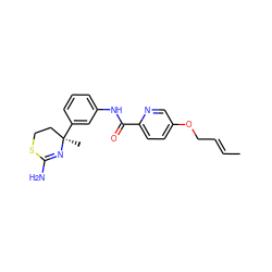 C/C=C/COc1ccc(C(=O)Nc2cccc([C@]3(C)CCSC(N)=N3)c2)nc1 ZINC000146757322