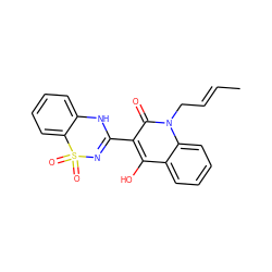 C/C=C/Cn1c(=O)c(C2=NS(=O)(=O)c3ccccc3N2)c(O)c2ccccc21 ZINC000101035737