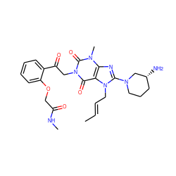 C/C=C/Cn1c(N2CCC[C@@H](N)C2)nc2c1c(=O)n(CC(=O)c1ccccc1OCC(=O)NC)c(=O)n2C ZINC000003838245