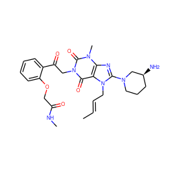 C/C=C/Cn1c(N2CCC[C@H](N)C2)nc2c1c(=O)n(CC(=O)c1ccccc1OCC(=O)NC)c(=O)n2C ZINC000003838246