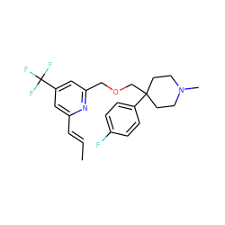 C/C=C/c1cc(C(F)(F)F)cc(COCC2(c3ccc(F)cc3)CCN(C)CC2)n1 ZINC000095587829