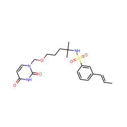 C/C=C/c1cccc(S(=O)(=O)NC(C)(C)CCCOCn2ccc(=O)[nH]c2=O)c1 ZINC000116101921