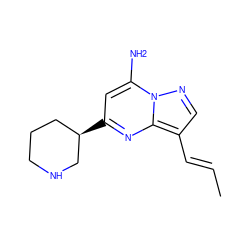 C/C=C/c1cnn2c(N)cc([C@@H]3CCCNC3)nc12 ZINC000034892276