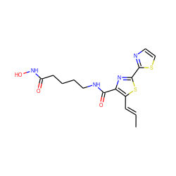 C/C=C/c1sc(-c2nccs2)nc1C(=O)NCCCCC(=O)NO ZINC000147362026