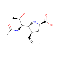 C/C=C\[C@@H]1C[C@H](C(=O)O)N[C@H]1[C@@H](NC(C)=O)[C@@H](C)O ZINC000029040219