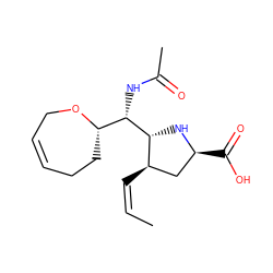 C/C=C\[C@@H]1C[C@H](C(=O)O)N[C@H]1[C@@H](NC(C)=O)[C@@H]1CCC=CCO1 ZINC000029040260