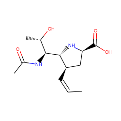 C/C=C\[C@@H]1C[C@H](C(=O)O)N[C@H]1[C@@H](NC(C)=O)[C@H](C)O ZINC000029040221