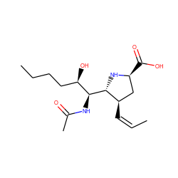 C/C=C\[C@@H]1C[C@H](C(=O)O)N[C@H]1[C@@H](NC(C)=O)[C@H](O)CCCC ZINC000029040236