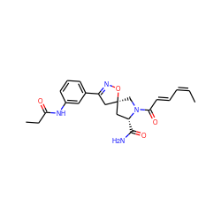 C/C=C\C=C\C(=O)N1C[C@@]2(CC(c3cccc(NC(=O)CC)c3)=NO2)C[C@H]1C(N)=O ZINC000013478777