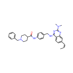 C/C=C\c1ccc2c(NCc3ccc(NC(=O)C4CCN(Cc5ccccc5)CC4)cc3)nc(N(C)C)nc2c1 ZINC000141980144