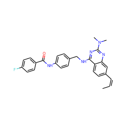 C/C=C\c1ccc2c(NCc3ccc(NC(=O)c4ccc(F)cc4)cc3)nc(N(C)C)nc2c1 ZINC000144067667