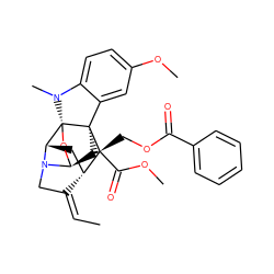 C/C=C1/CN2[C@@H]3C[C@@]45c6cc(OC)ccc6N(C)[C@]4(O3)[C@@H]2C[C@@H]1[C@@]5(COC(=O)c1ccccc1)C(=O)OC ZINC000049746433