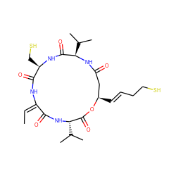 C/C=C1/NC(=O)[C@@H](CS)NC(=O)[C@@H](C(C)C)NC(=O)C[C@@H](/C=C/CCS)OC(=O)[C@H](C(C)C)NC1=O ZINC000003944185