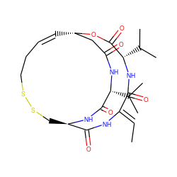 C/C=C1\NC(=O)[C@H]2CSSCC/C=C/[C@@H](CC(=O)N[C@H](C(C)C)C(=O)N2)OC(=O)[C@H](C(C)C)NC1=O ZINC000136702520