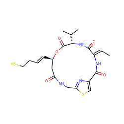 C/C=C1\NC(=O)c2csc(n2)CNC(=O)C[C@@H](/C=C/CCS)OC(=O)[C@H](C(C)C)NC1=O ZINC000150094910